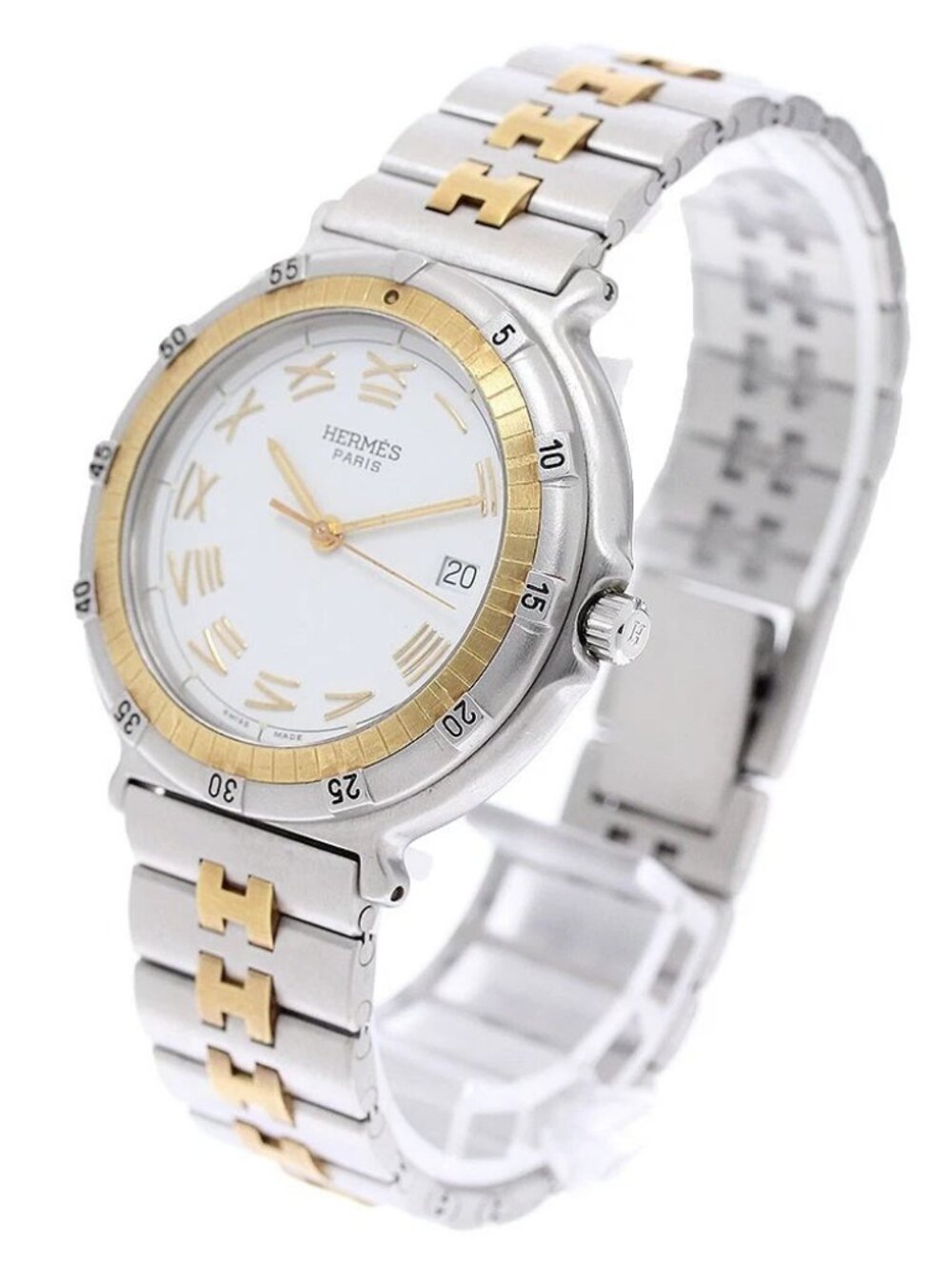 HERMES Captain Nemo Date white Dial Quartz Men's Watch_954839